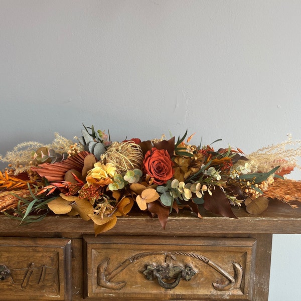 Centrepiece for Sweetheart Table Flowers for Wedding Table Decor Sweetheart Swag Dried Flowers Table Centrepiece Wedding Faux Flowers Boho