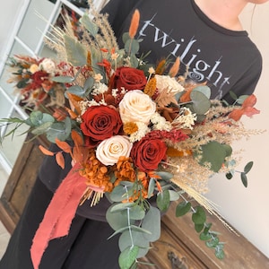 Bouquet Boho Bridal Terracotta Dusty Rose Bouquet Dried Flowers Bouquet Rustic Wedding Flowers Fall Themed Bouquet Wedding Flowers Fall