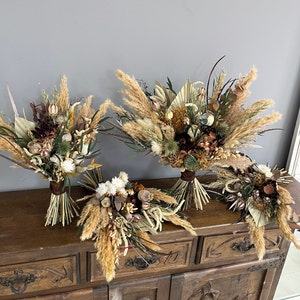 Boho Wedding Bridal Bridesmaid Bouquet Sage Green Wedding Bouquet for Bride Dried Flower Bouquet for Bridesmaids Flowers for Boho Wedding