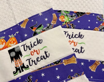 Set of Two Machine Embroidered Halloween Towels