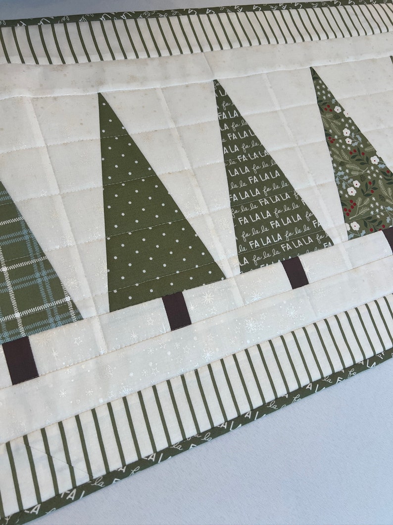 Christmas Quilted Table RunnerSage Green Christmas Trees all in a row Holiday Table Decor Christmas Decor Christmas Centerpiece image 8