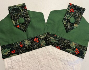 Set of Two Christmas Themed Decorative Hanging Christmas Towels (FREE SHIPPING)