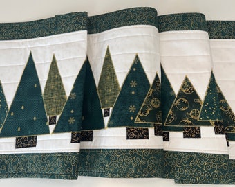 Christmas Quilted Table Runner--Forest of Colorful Christmas Trees in Stof of Denmark Fabrics; Holiday Table Decor; Christmas Decor