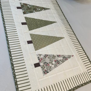 Christmas Quilted Table RunnerSage Green Christmas Trees all in a row Holiday Table Decor Christmas Decor Christmas Centerpiece image 5