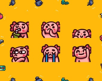 Cute Axolotl Emotes for Twitch, YouTube, Discord (Digital Download)
