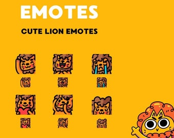 Cute Lion Emotes - Twitch Emote Pack - Set of 6 - Digital Download