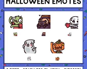 Cute Halloween Emote Pack – Spooky Twitch, Discord, YouTube Emotes (Digital Download)