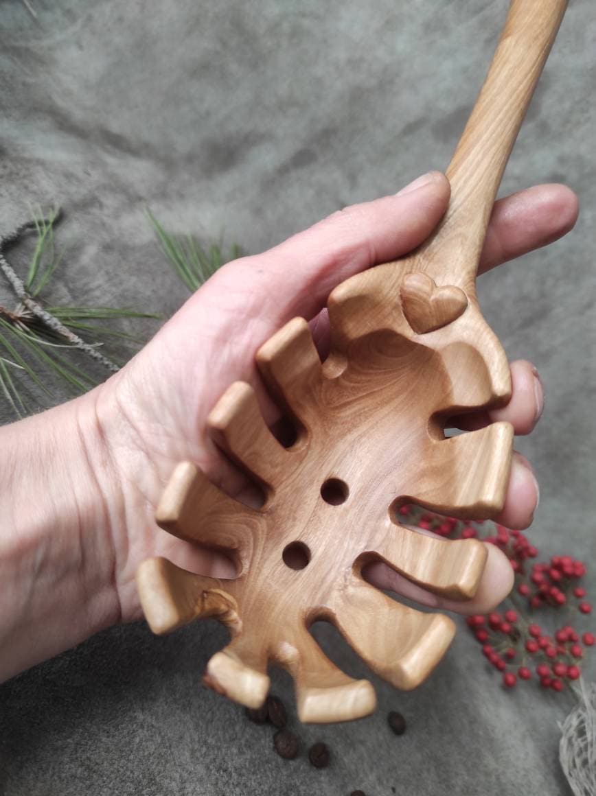 Pasta serving spoon made of olive wood. Spaghetti serving wood Etsy