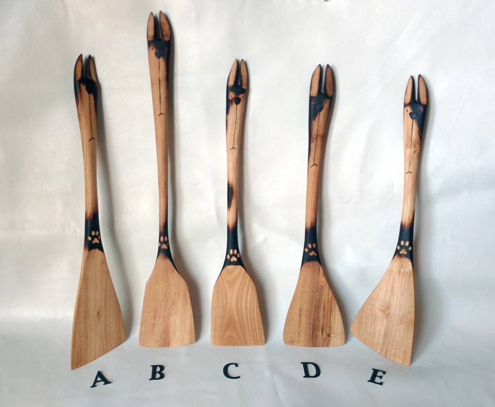 Handmade wooden spatula dog kitchen decor Cooking flipper Etsy