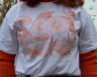 t-shirt en coton tournesol motif orange