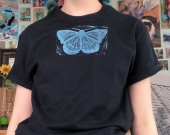 blue butterfly T-shirt