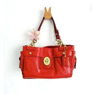 Coach Peyton Turnlock Red Leather