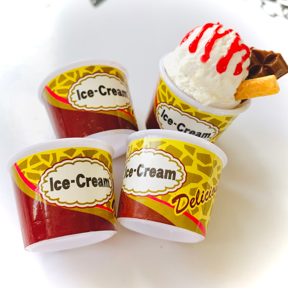 Miniature ice cream cups DIY supplies Fake sweets Miniature Etsy
