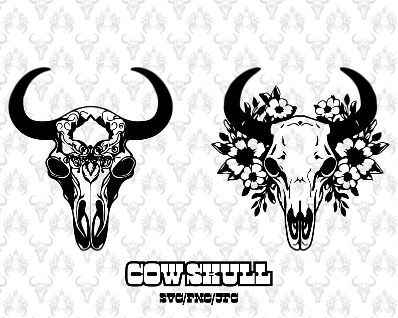 Cow Skull SVG, Skull PNG, Cow Skulls SVG, Bull Skull Svg, Cow Head Svg, Cowgirl Svg, Cow Skull