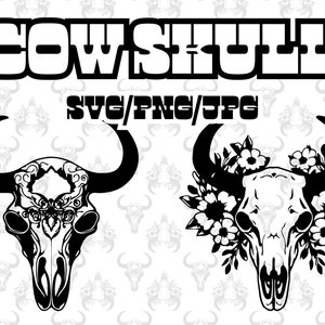 Vache tête de mort SVG, tête de mort PNG, tête de mort de vache SVG, svg crâne de taureau, tête de vache svg, svg cowgirl, vache crâne clipart, png crâne de vache