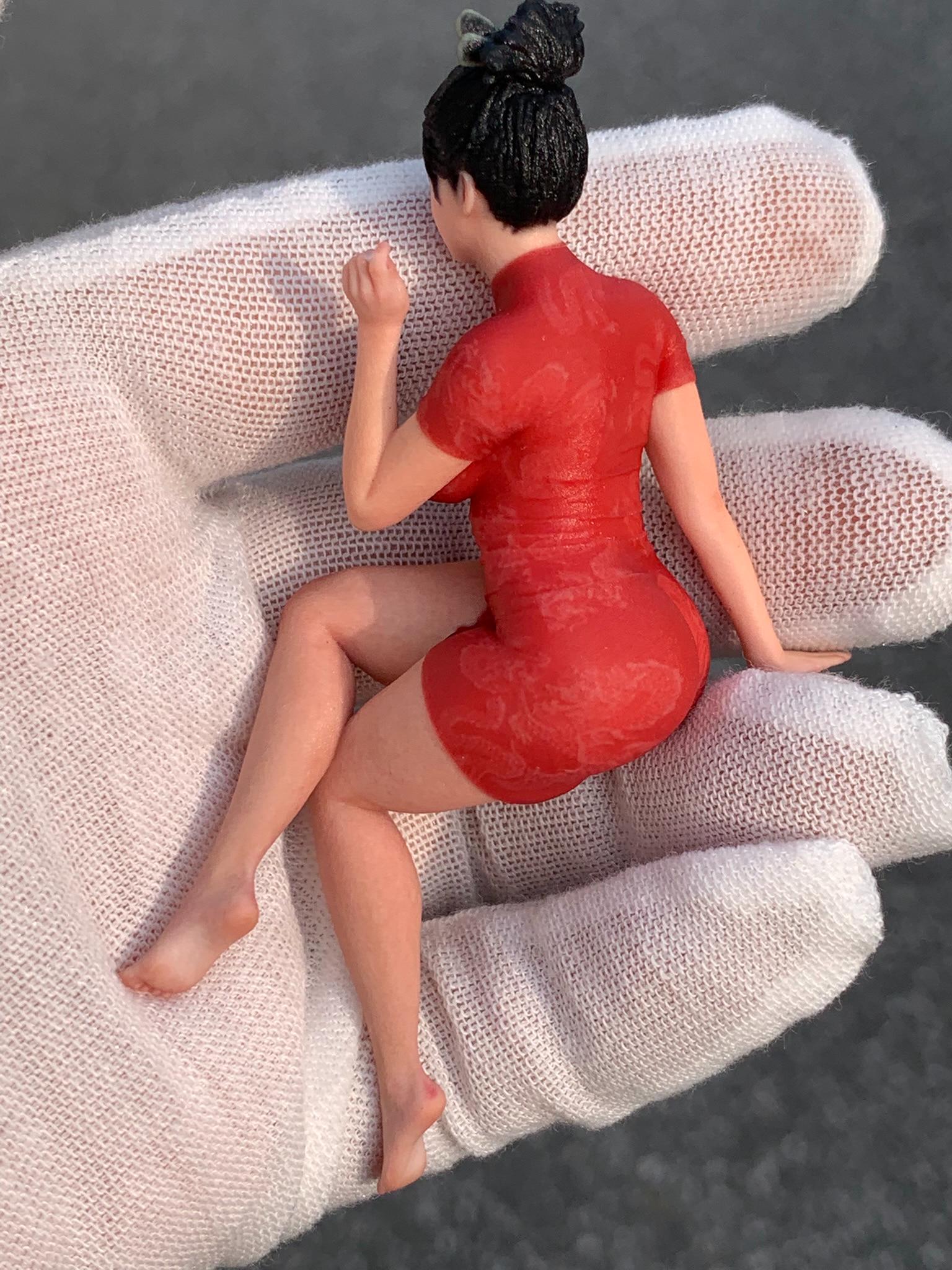 BBW Oriental Muse Statue Curvy Voluptuous Qipao Diva Sculpture - 1/18 1 ...