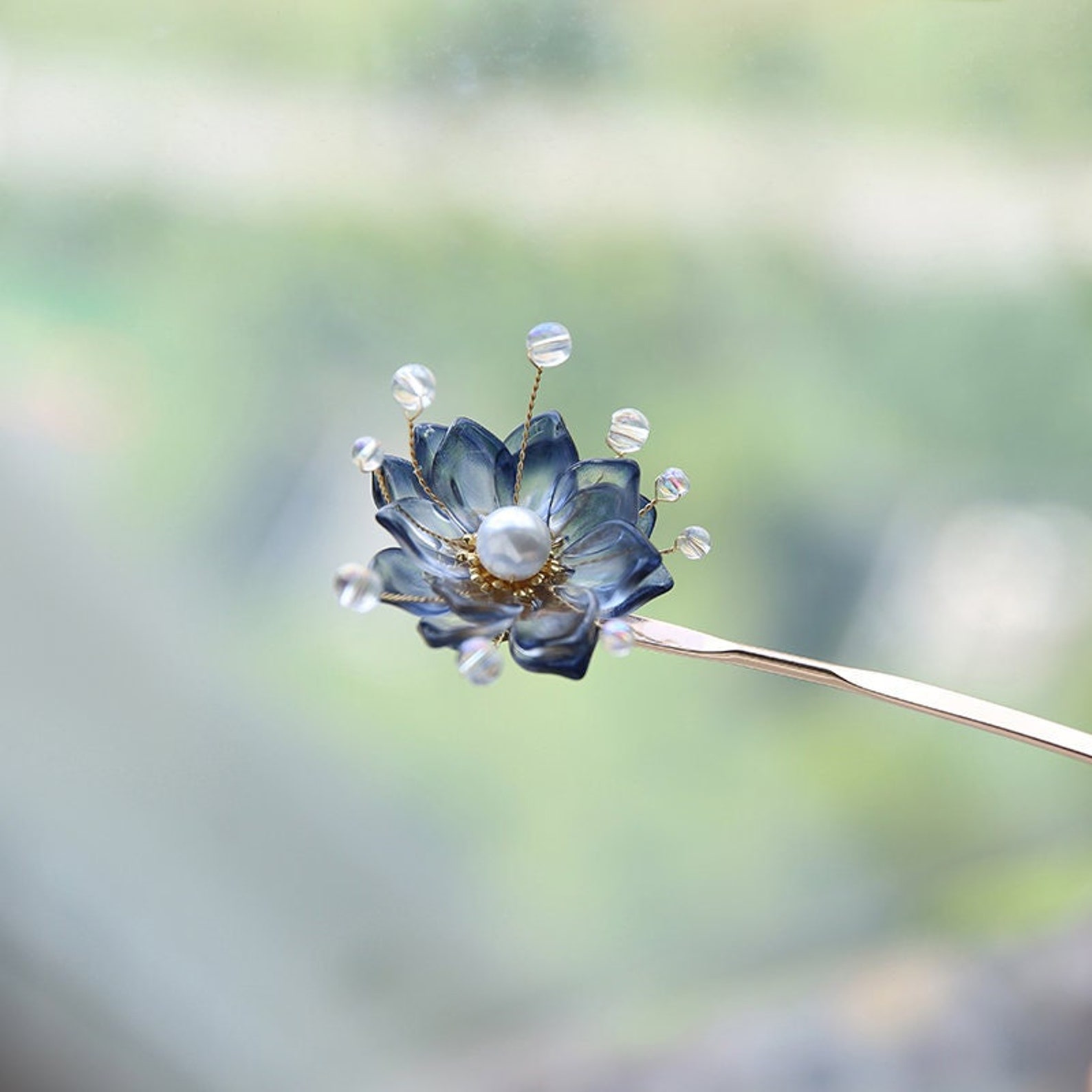 Beautiful Handmade Blue Glaze Epiphany Flower Copper Hairpin - Etsy