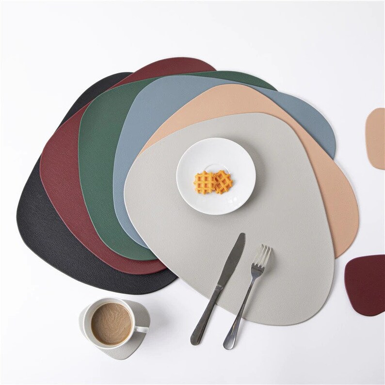 Modern Placemats Irregular PU Leather Non Slip Placemats With Etsy