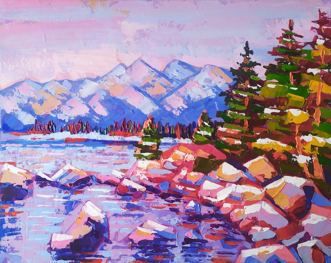 Tahoe painting Lake Original art Lake Tahoe art Sierra Nevada Etsy