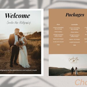写真の価格表、テンプレート、PSD、写真家向けテンプレート、Chantel