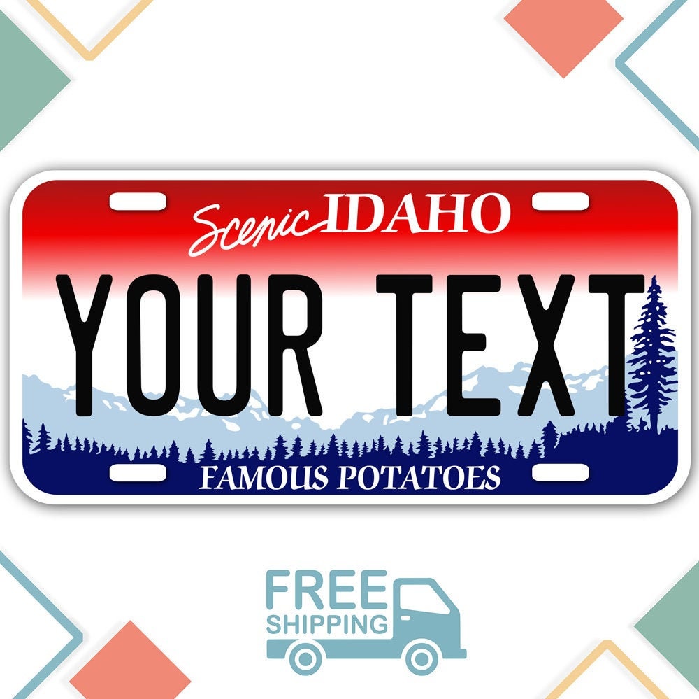 Personalized Idaho License Plate Add Any Text Free Etsy