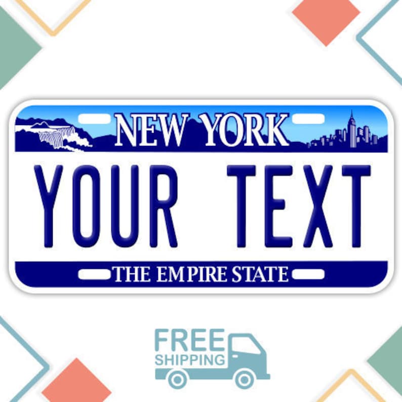 Personalized New York License Plate Add Any Text Free Etsy