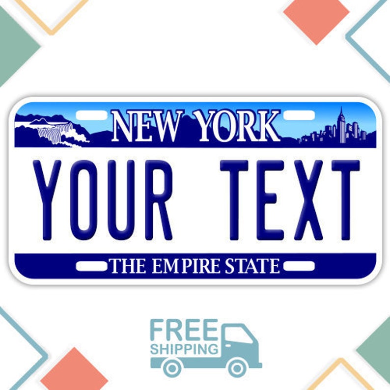 Personalized New York License Plate Add Any Text Free Etsy