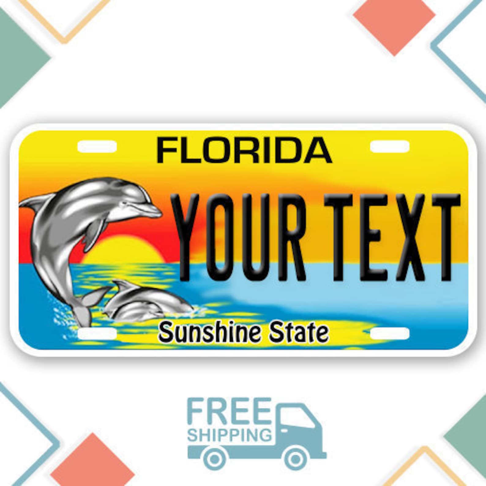 Personalized Dolphin Plate Florida State License Plate Add Etsy
