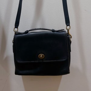 Vintage coach shoulder bag small black leather purse with adjustable belt