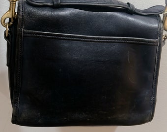 Vintage Coach Shoulder Bag Small Black Leather Purse With