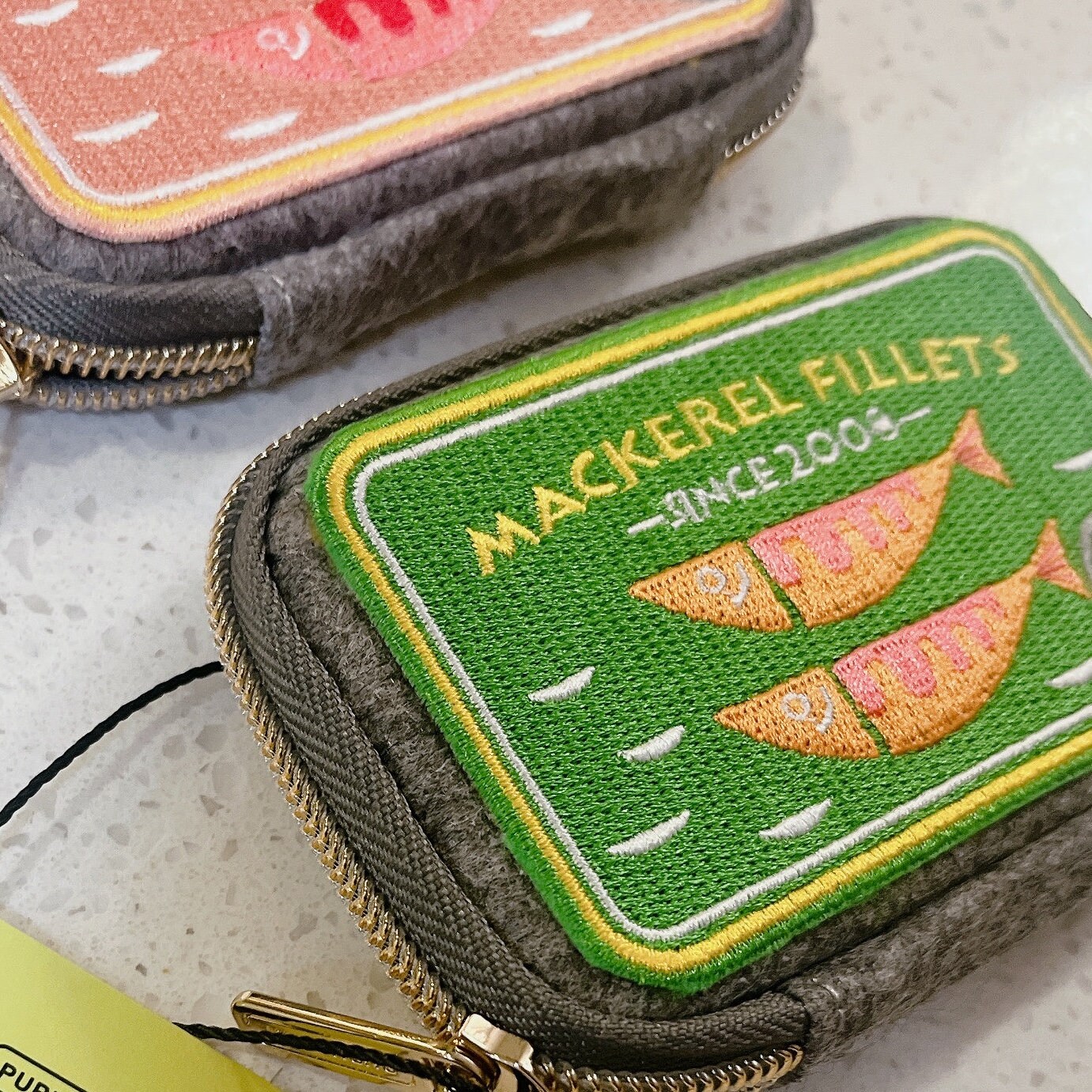 Sardine Can Wallet Coin and Card Case / Zip Pouch Felt Fish