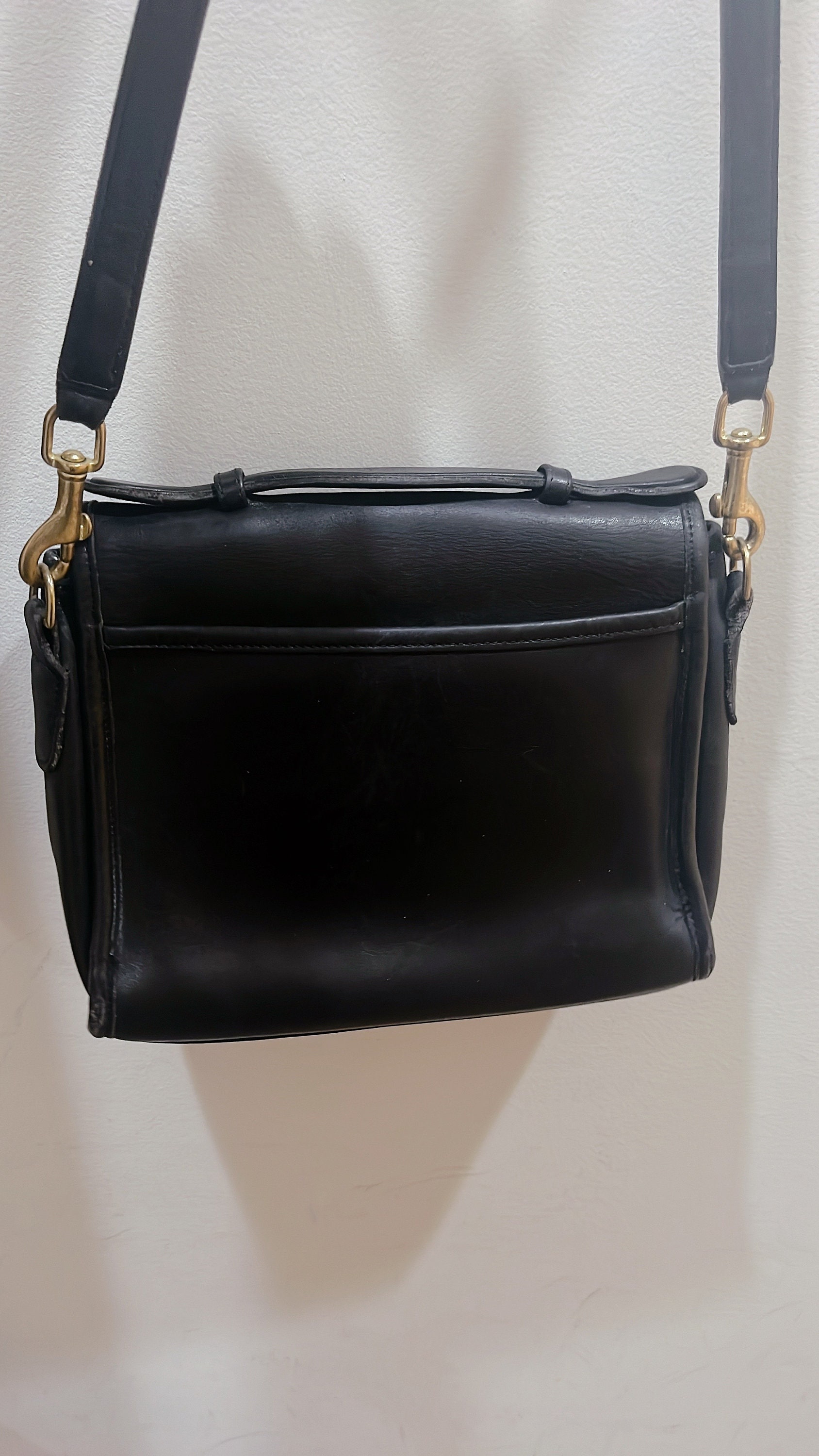 Vintage Coach Shoulder Bag Small Black Leather Purse With