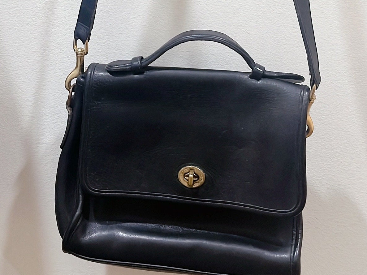Vintage Coach Shoulder Bag Small Black Leather Purse Etsy Canada