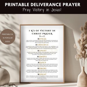 Victory in Christ Deliverance Prayer Printable  | Christian Spiritual Warfare Wall Art | Prayer Poster Printable