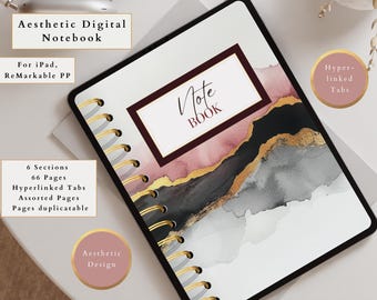 Digital Notebook, reMarkable Paper Pro , remarkable notebook with tabs, notebook remarkable paper pro, aesthetic digital minimalist journal
