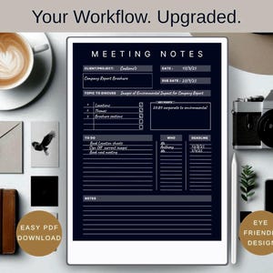 Remarkable Minimalist Productivity Business Template Bundle Light & Dark Mode, Paper Pro, iPad Pro/Air Neutral, Meeting Project Notes Focus