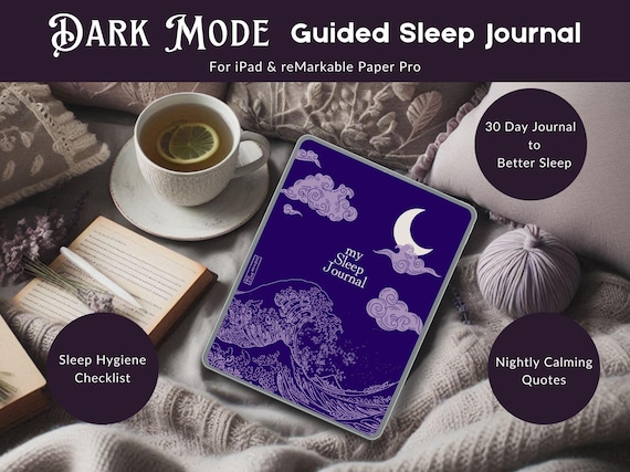 Sleep Journal for reMarkable and iPad, dark mode bedtime checklist & habit tracker