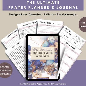 Ultimate Christian Prayer Planner PDF | 400+ Prayer Prompts, Daily Devotional Faith Organizer for reMarkable, iPad & Goodnotes Printable image 1