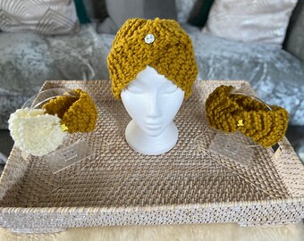 Bandeau turban en grosse maille