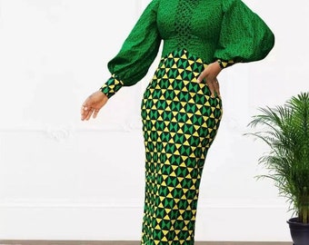 Elegant African print dress,  Ankara dress, African print maxi dress African clothing African fashion Ankara dress