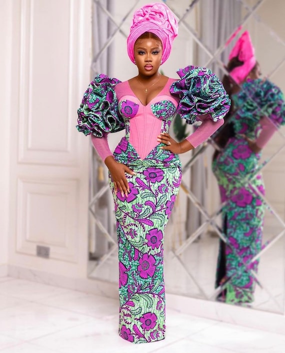 pink and green ankara dress Zoya Ankara Sleeveless Dress