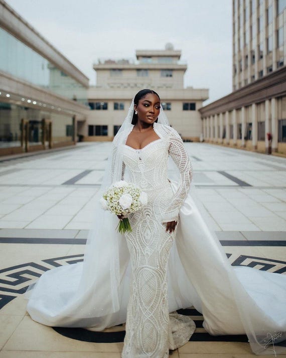 Luxury African bridal dress, Custom bridal dress, White wedding dress, wedding gown, Dress for White wedding, bridal wedding Dress and veil Luxury African bridal dress, Custom bridal dress, White wedding dress, wedding gown, Dress for White wedding, bridal wedding Dress and veil