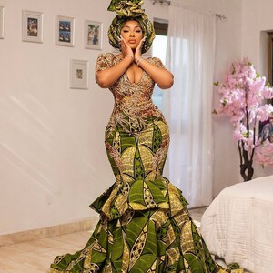 Custom African print bridal dress, Ankara dress, African print, African clothing, African fashion, Ankara dress, classy dress