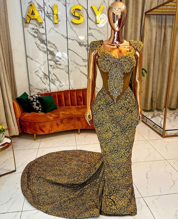 Luxury African print corset dress with lace sleeves, Ankara corset dress,  African print maxi dress African clothing African fashion dress