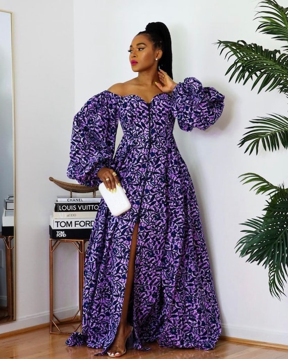 purple cinderella wedding dress Purple Ankara Swing Dress AD-25040-256