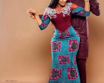 Couple African outfit, African couple engagement outfit, Ankara clothes for couples wedding, Couple matching African clothing