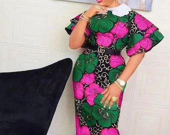 Elegant African print dress,  Ankara dress, African print maxi dress African clothing African fashion Ankara dress