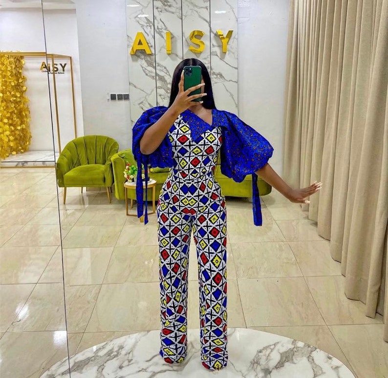 Beautiful Ankara jumpsuit , African print full length jumpsuit African clothing, African fashion Ankara jumpsuit image 1