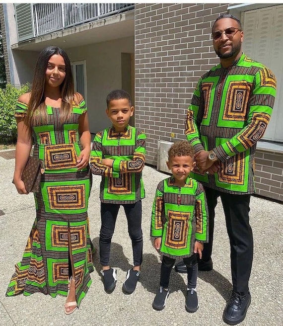Family Matching African Outfit, African Couple Engagement Outfit