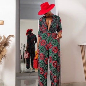 African jumper,  Ankara jumpsuit , African print full length jumpsuit African clothing, African fashion Ankara jumpsuit